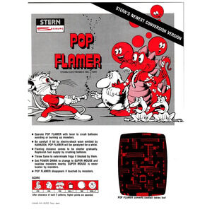 1983 Stern Pop Flamer Arcade Game Flyer Japan Licensed Ephemera